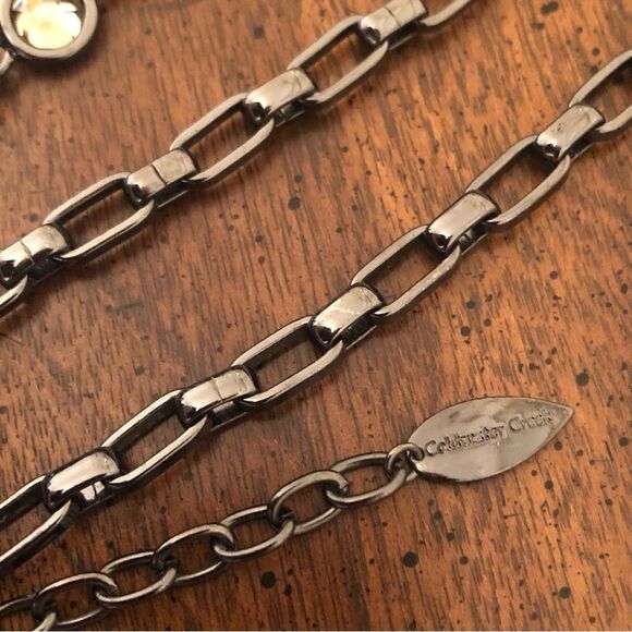 Coldwater Creek | Gunmetal Necklace with Topaz Rhinestones | 36” Adjustable - Picture 4 of 4